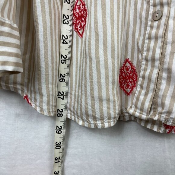 Chicos Long Sleeve Button Up Shirt Womens L Embroidered Striped 90s Streetwear - Picture 7 of 8